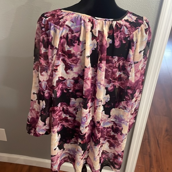 Lane Bryant Blouse Plus Size Women Basic White Pink V Neck Puff Sleeve - Picture 4 of 8